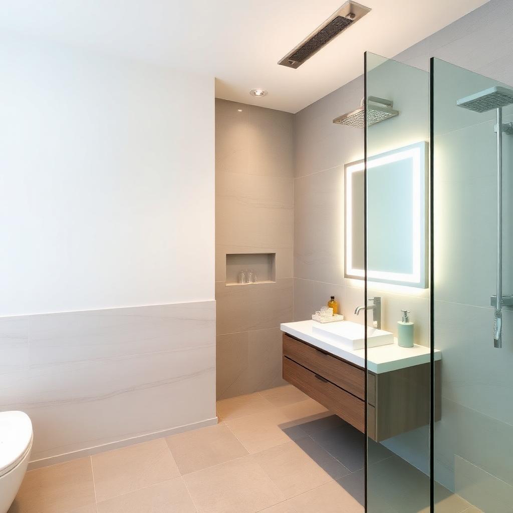Contemporary floating vanity bath