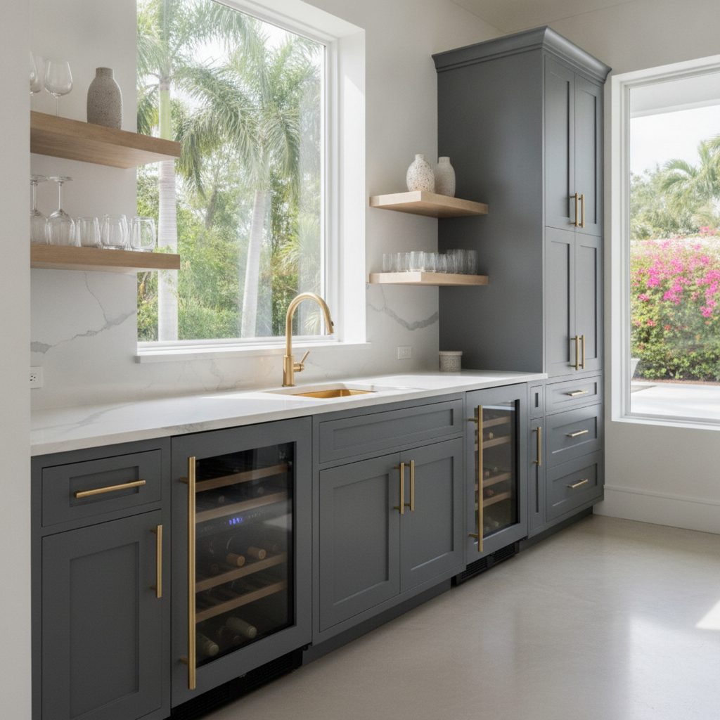 Wet bar cabinet finish