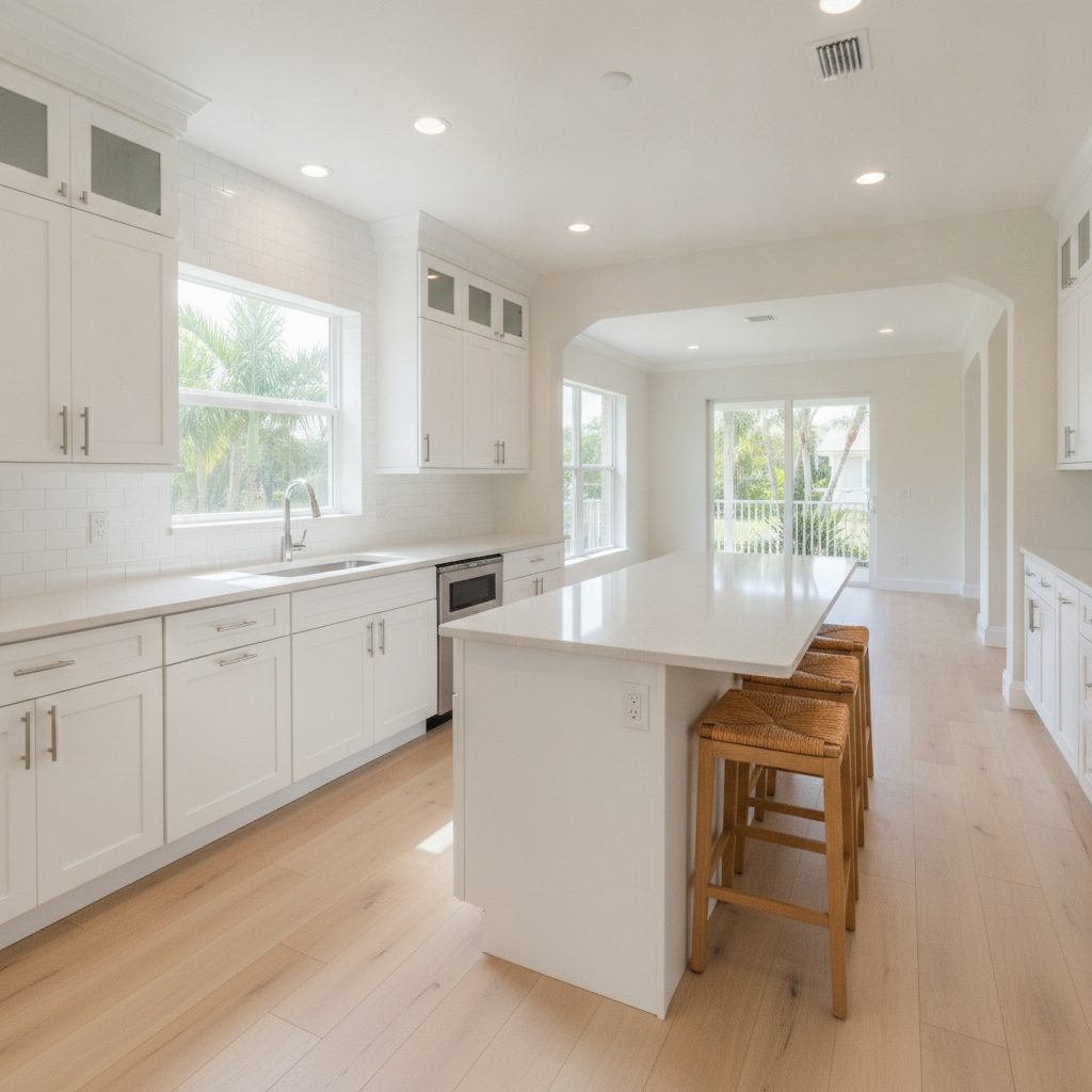 Coastal white cabinets