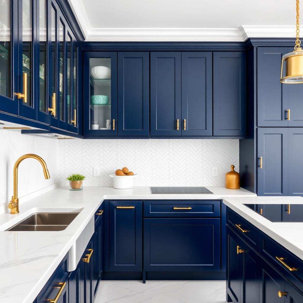 Navy and gold kitchen